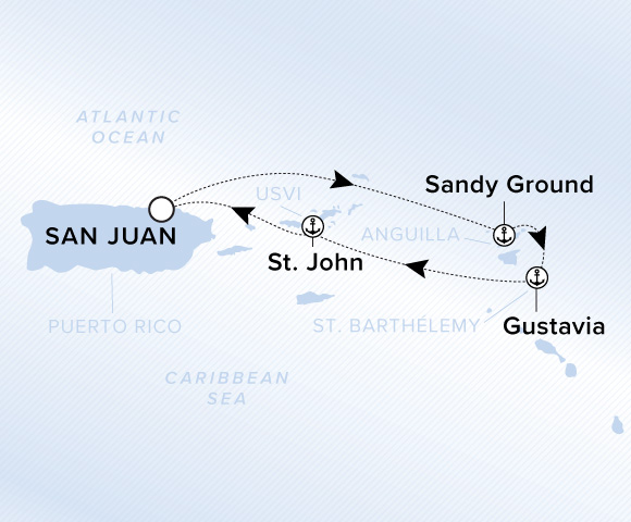 Map of Ilma Voyage 12270104, Roundtrip San Juan