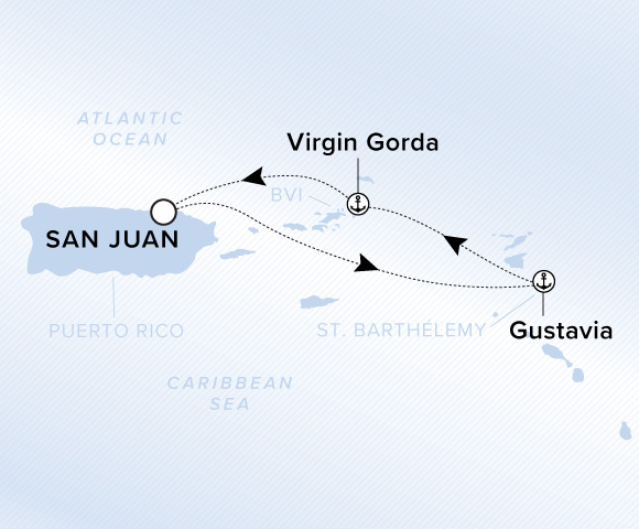 Map of Ilma Voyage 12270119, Roundtrip San Juan