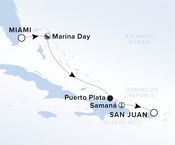 Map of Ilma Voyage 12270207, Miami, Florida to San Juan