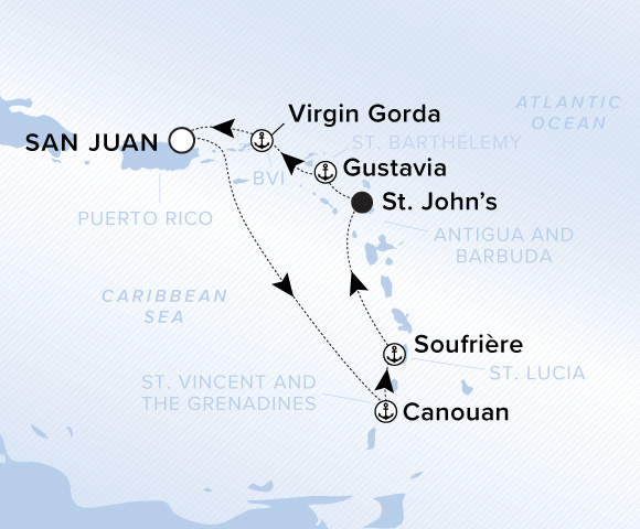 Map of Ilma Voyage 12270212, Roundtrip San Juan