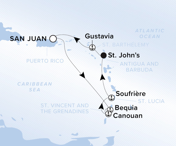 Map of Ilma Voyage 12270226, Roundtrip San Juan