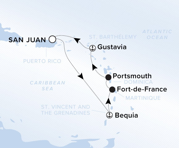 Map of Ilma Voyage 12270305, Roundtrip San Juan