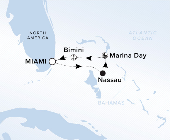 Map of Ilma Voyage 12270318, Roundtrip Miami, Florida