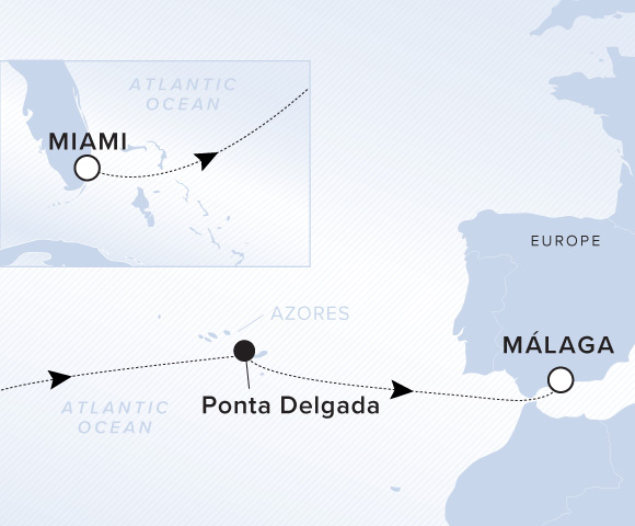 Map of Ilma Voyage 12270411, Miami, Florida to Málaga