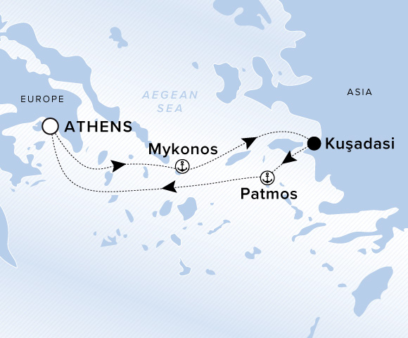 Map of Ilma Voyage 12270513, Roundtrip Athens (Piraeus)