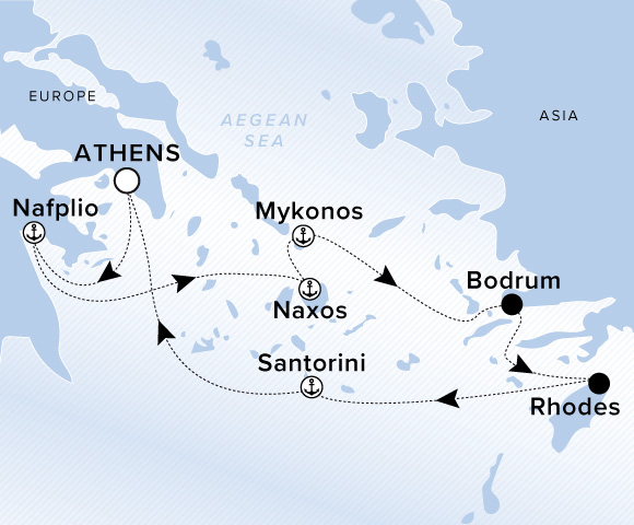 Map of Ilma Voyage 12270605, Roundtrip Athens (Piraeus)