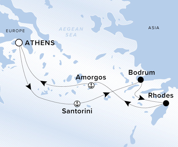 Map of Ilma Voyage 12270612, Roundtrip Athens (Piraeus)