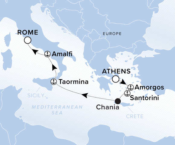 Map of Ilma Voyage 12270617, Athens (Piraeus) to Rome (Civitavecchia)