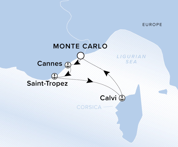 Map of Ilma Voyage 12270629, Roundtrip Monte Carlo