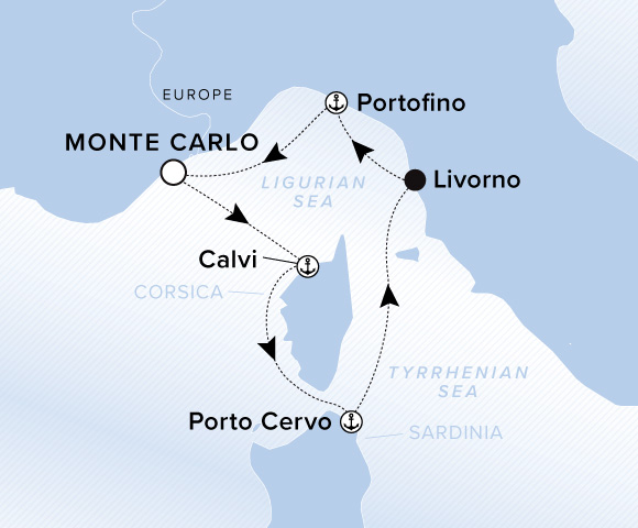 Map of Ilma Voyage 12270703, Roundtrip Monte Carlo