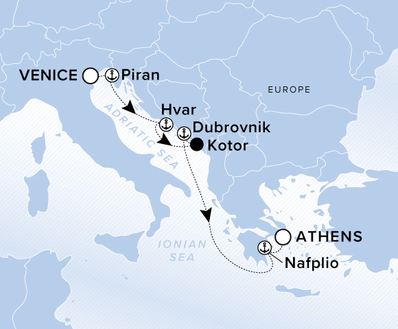Map of Ilma Voyage 12270722, Venice to Athens (Piraeus)