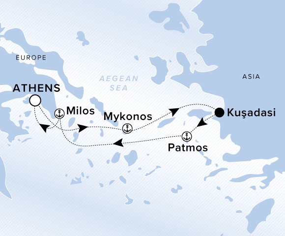 Map of Ilma Voyage 12270805, Roundtrip Athens (Piraeus)