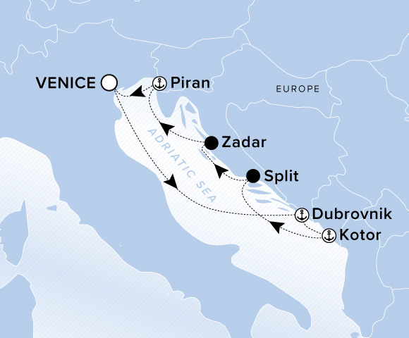 Map of Ilma Voyage 12270907, Roundtrip Venice