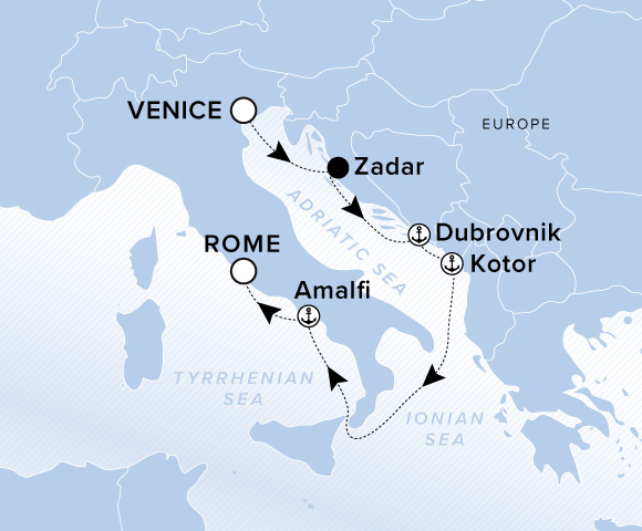Map of Ilma Voyage 12271005, Venice to Rome (Civitavecchia)