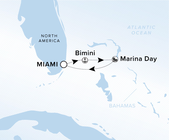 Map of Ilma Voyage 12271114, Roundtrip Miami, Florida