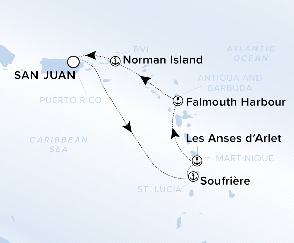 Map of Ilma Voyage 12271208, Roundtrip San Juan