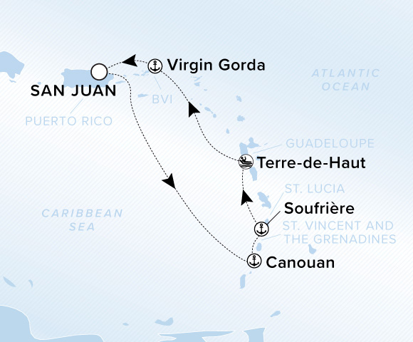 Map of Ilma Voyage 12271214, Roundtrip San Juan