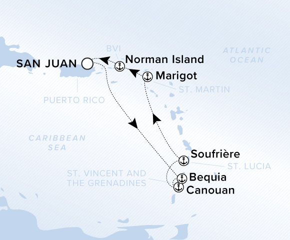 Map of Ilma Voyage 12271228, Roundtrip San Juan