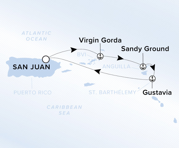 Map of Ilma Voyage 12280113, Roundtrip San Juan