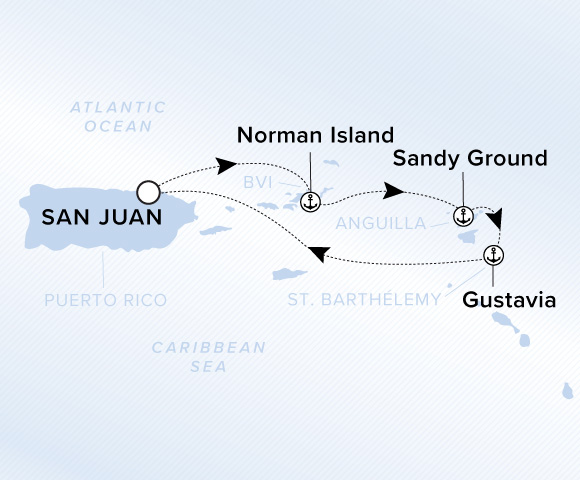 Map of Ilma Voyage 12280117, Roundtrip San Juan