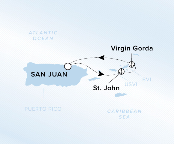 Map of Ilma Voyage 12280121, Roundtrip San Juan