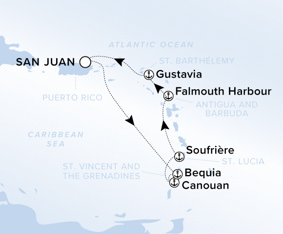 Map of Ilma Voyage 12280211, Roundtrip San Juan