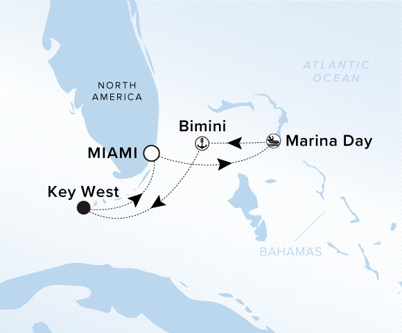 Map of Ilma Voyage 12280316, Roundtrip Miami, Florida