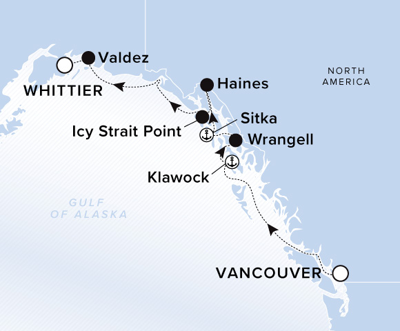 Map of Luminara Voyage 13260727, Vancouver to Whittier