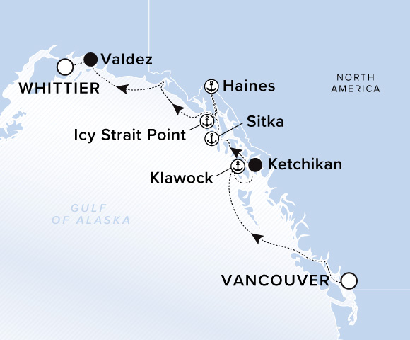 Map of Luminara Voyage 13260824, Vancouver to Whittier