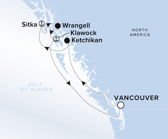 Map of Luminara Voyage 13260914, Roundtrip Vancouver