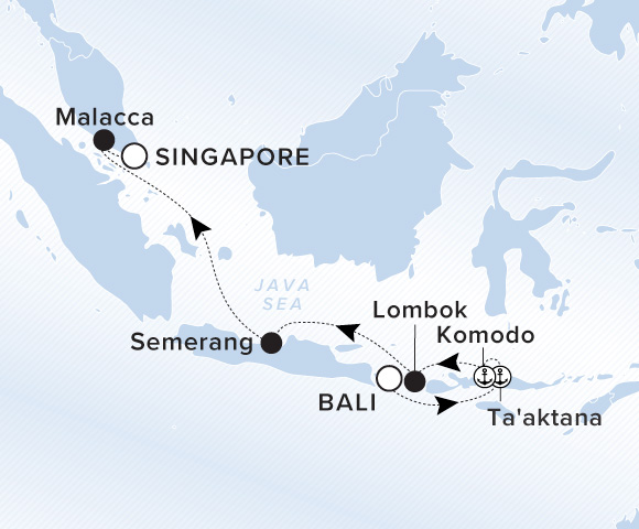 Map of Luminara Voyage 13270212, Bali to Singapore