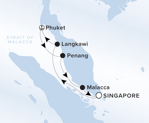Map of Luminara Voyage 13270221, Roundtrip Singapore