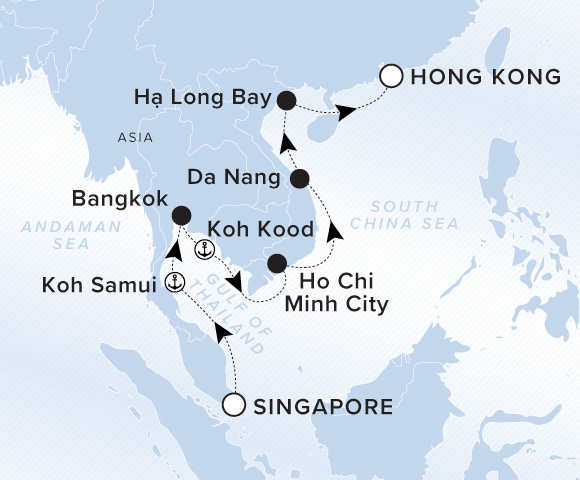 Map of Luminara Voyage 13270228, Singapore to Hong Kong