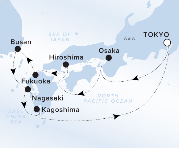 Map of Luminara Voyage 13270326, Tokyo (Yokohama) to Tokyo