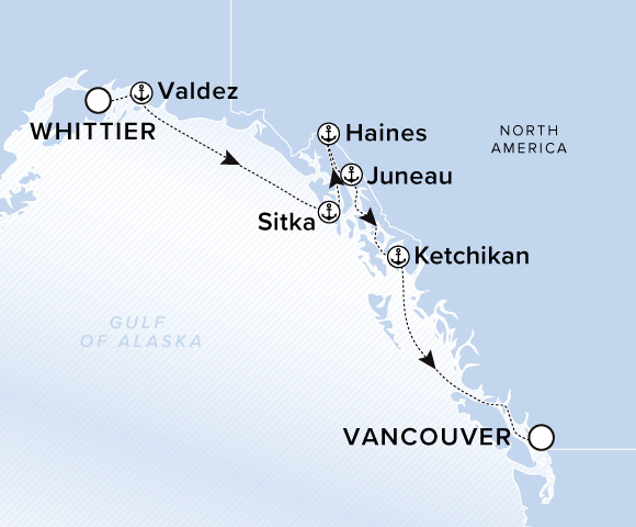 Map of Luminara Voyage 13270527, Whittier to Vancouver