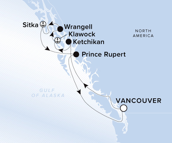 Map of Luminara Voyage 13270605, Roundtrip Vancouver