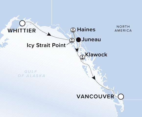 Map of Luminara Voyage 13270713, Whittier to Vancouver