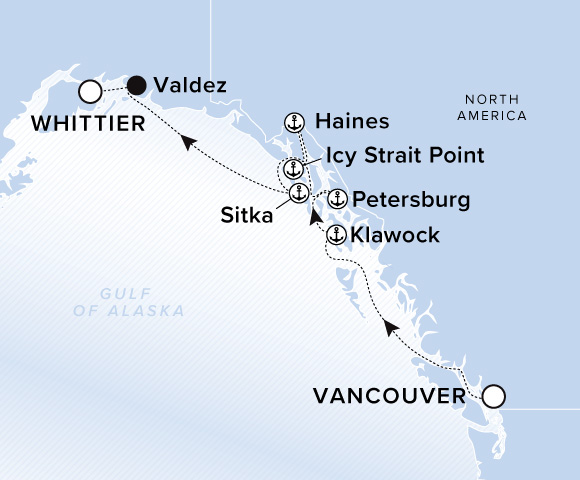 Map of Luminara Voyage 13270811, Vancouver to Whittier