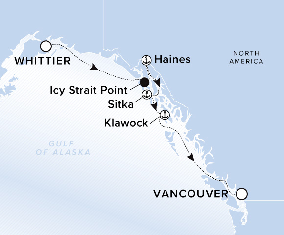 Map of Luminara Voyage 13270820, Whittier to Vancouver