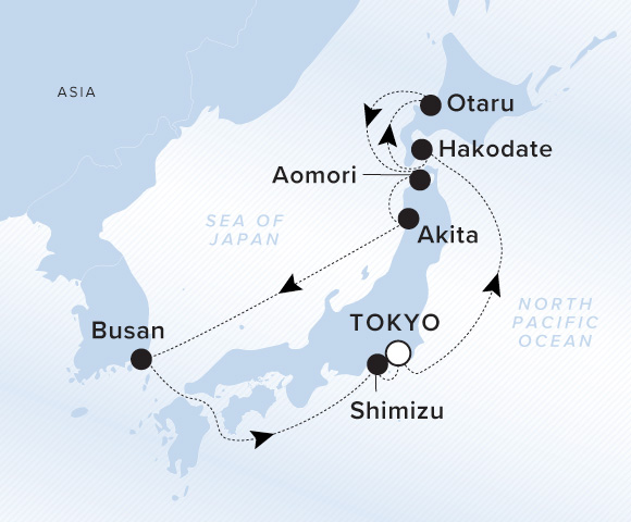 Map of Luminara Voyage 13271002, Tokyo to Tokyo (Yokohama)