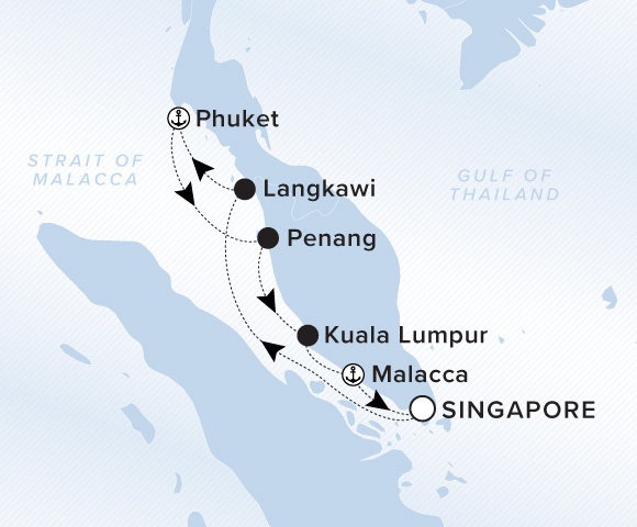 Map of Luminara Voyage 13280111, Roundtrip Singapore