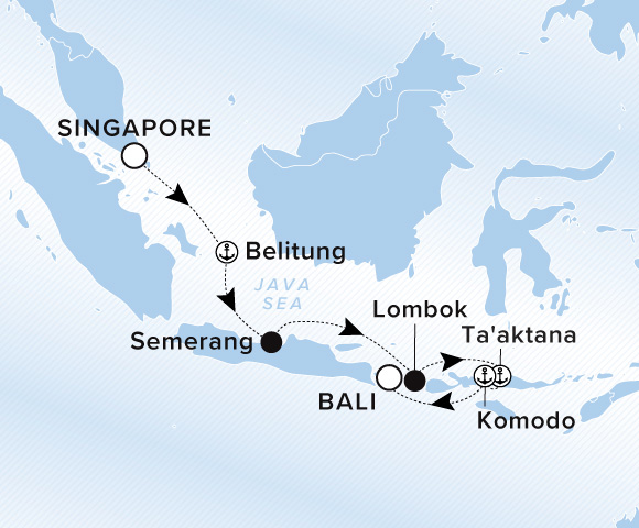 Map of Luminara Voyage 13280118, Singapore to Bali