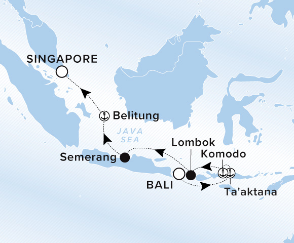 Map of Luminara Voyage 13280127, Bali to Singapore