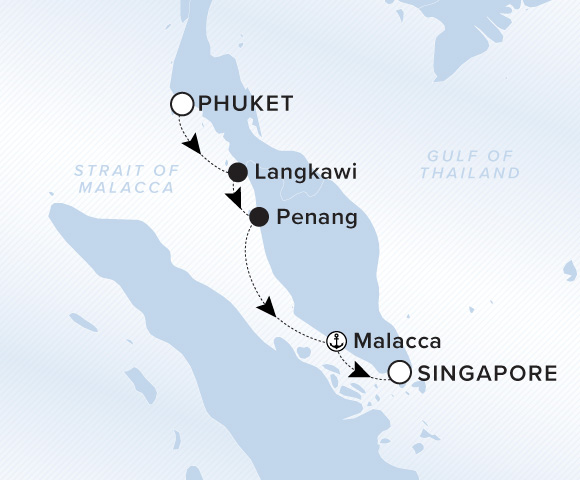 Map of Luminara Voyage 13280210, Phuket to Singapore