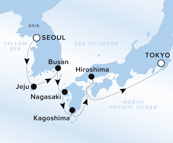 Map of Luminara Voyage 13280406, Incheon (Seoul) to Tokyo