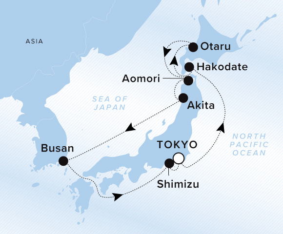 Map of Luminara Voyage 13280414, Roundtrip Tokyo