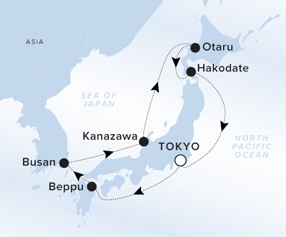 Map of Luminara Voyage 13280423, Roundtrip Tokyo