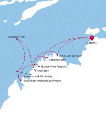 Darwin to Darwin Silver Cloud Voyage E4260614010 itinerary map