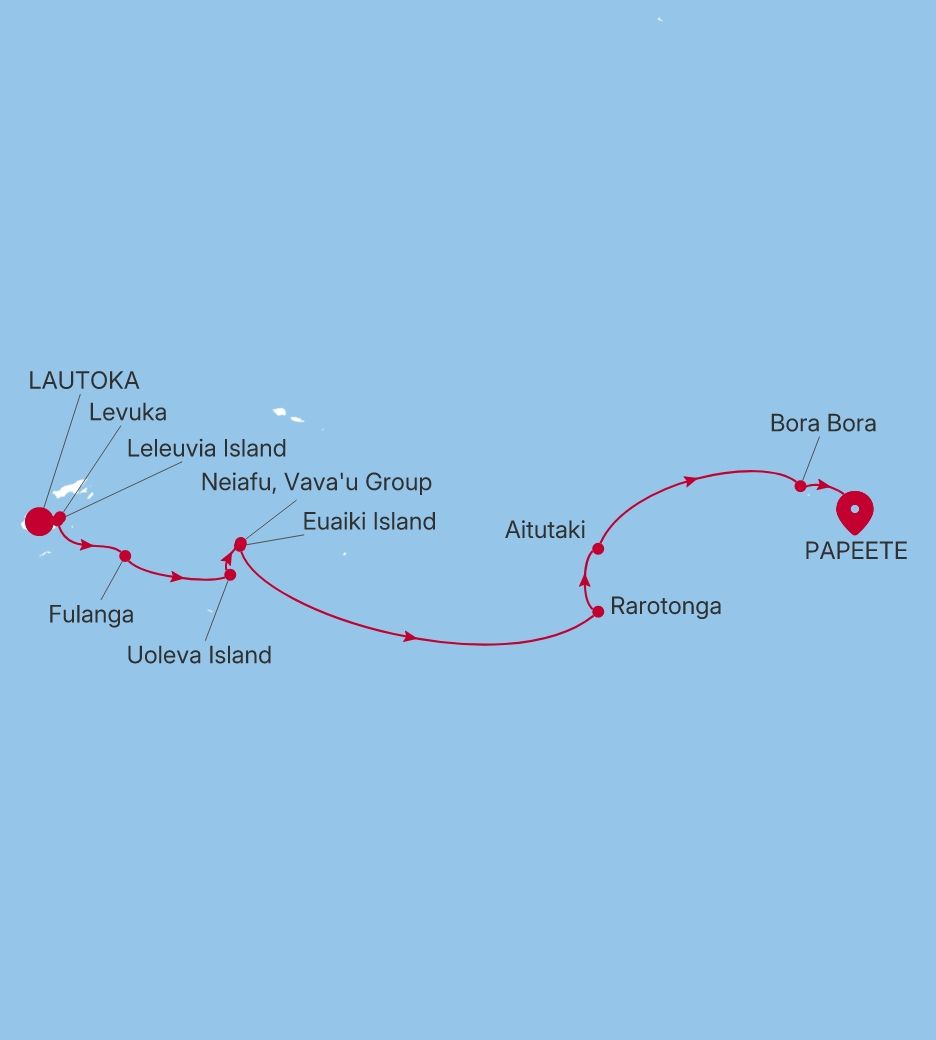 Lautoka to Papeete (Tahiti) Silver Cloud Voyage E4281013011 itinerary map