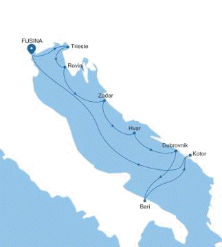 Silver Muse Fusina (Venice) to Fusina (Venice) voyage SM261016009 itinerary map